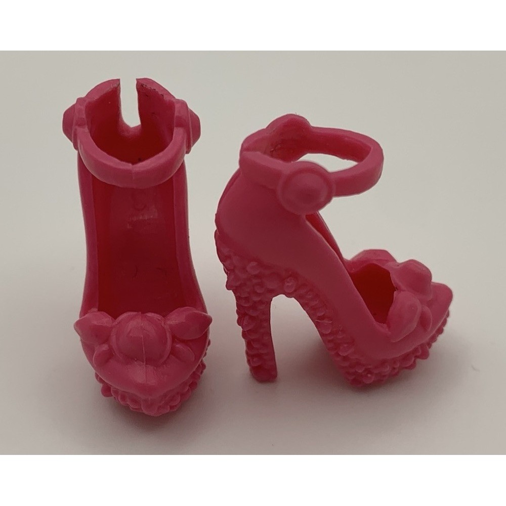BRIGHT PINK CLOSED TOE ANKLE STRAP PLATFORM HEELS SHOES for BARBIE DOLLS - Picture 3 of 5